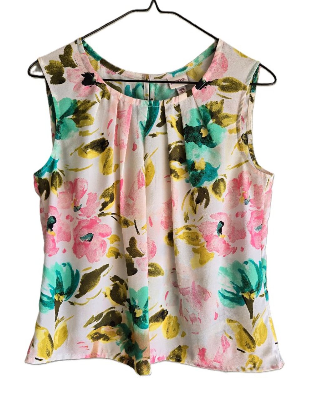 MERONA Cottagecore Floral Pleated Front Scoop Neck Tank Top Size M